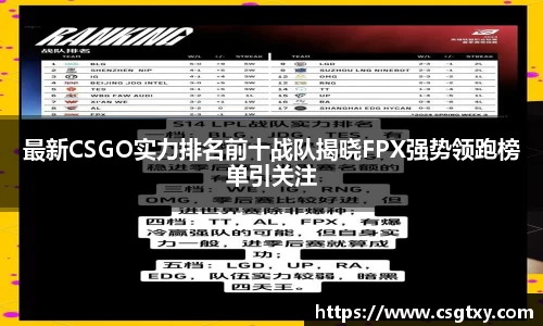 最新CSGO实力排名前十战队揭晓FPX强势领跑榜单引关注
